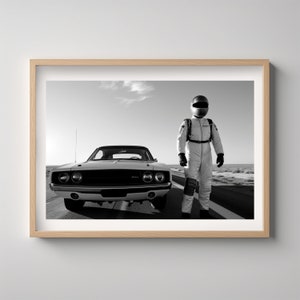 Maverick and Pilot Digital Art Poster | Vintage cars art | black and white Photo art | wall decor  | Vintage Print Wall Art , Print Poster