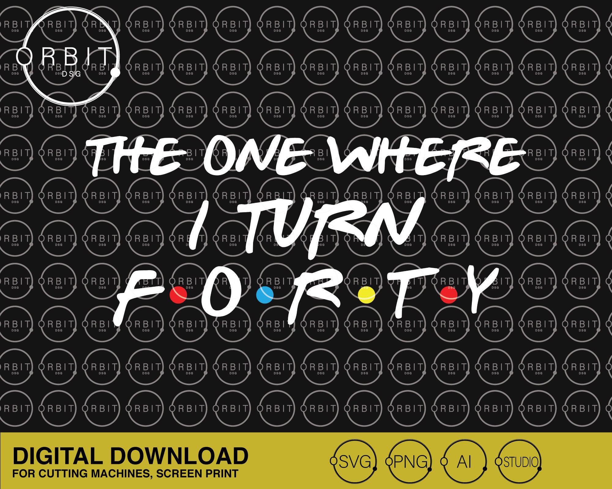The one where i turn forty SVG, PNG Birthday gift, Cutting Files, tshirt svg shirts, Friends TV Show, Fun Silhouette Cameo, Clipart