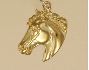 GOLD PLATED or STERLING Silver Horse Head Charm Pendant Gift for Him Her Mom Mother's Day Father's Day Boyfriend Girlfriend Husband Wife