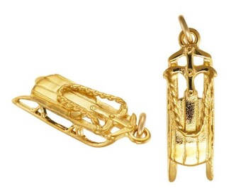 GOLD PLATED or STERLING Silver Sled Charm Pendant Gift for Him Her Mom Mother&#39;s Day Dad Father&#39;s Day Boyfriend Girlfriend Husband Wife