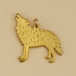 GOLD PLATED or STERLING Silver Howling Wolf Charm Pendant Gift for Him Her Mom Mother&#39;s Day Father&#39;s Day Boyfriend Girlfriend Husband Wife