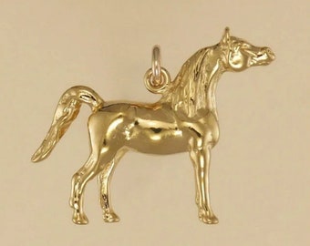 Vergoldeter oder STERLING Silber arabisches Pferd Charme Anhänger Geschenk für Ihn Ihre Mutter Muttertag Papa Vatertag Freund Freundin Ehemann