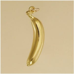 GOLD PLATED or STERLING Silver Banana Charm Pendant Gift for Him Her Mom Mother&#39;s Day Dad Father&#39;s Day Boyfriend Girlfriend Husband Wife