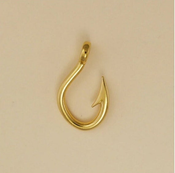Gold Plated Fish Hook Fishing Hook Charm Pendant Etsy