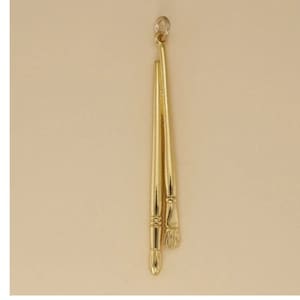 GOLD PLATED or STERLING Silver Paintbrushes Charm Pendant Gift for Him Her Mom Mother&#39;s Day Father&#39;s Day Boyfriend Girlfriend Husband Wife