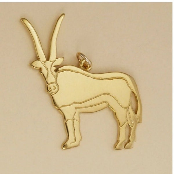 GOLD PLATED or STERLING Silver Gemsbok Antelope Charm Pendant Gift for Him Her Mom Mother's Day Dad Father's Day Boyfriend Girlfriend Wife