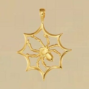 GOLD PLATED or STERLING Silver Spider in a Web Charm Pendant Gift for Him Her Mom Mother&#39;s Day Dad Father&#39;s Day Boyfriend Girlfriend Wife