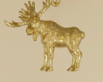GOLD PLATED or STERLING Silver Moose Charm Pendant Gift for Him Her Mom Mother&#39;s Day Dad Father&#39;s Day Boyfriend Girlfriend Husband Wife