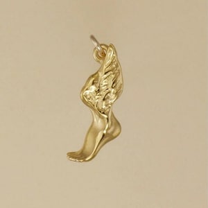 GOLD PLATED or STERLING Silver Winged Foot Mercury Charm Pendant Gift for Him Her Mom Mother&#39;s Day Father&#39;s Day Boyfriend Girlfriend Wife