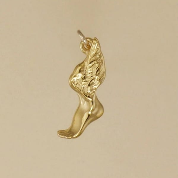 GOLD PLATED or STERLING Silver Winged Foot Mercury Charm Pendant Gift for Him Her Mom Mother's Day Father's Day Boyfriend Girlfriend Wife