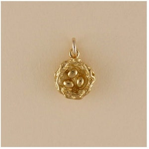 GOLD PLATED or STERLING Silver Bird&#39;s Nest with Eggs Charm Pendant Gift for Him Her Mom Mother&#39;s Day Dad Father&#39;s Day Boyfriend Girlfriend