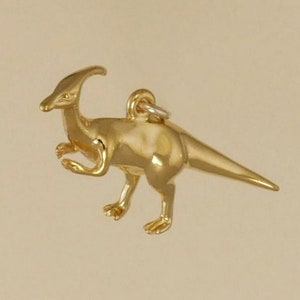GOLD PLATED or STERLING Silver Parasaurolophus Dinosaur Charm Pendant Gift for Him Her Mom Mother's Day Father's Day Boyfriend Girlfriend