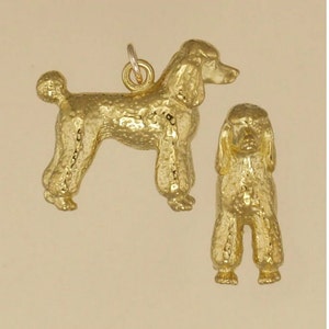 GOLD PLATED or STERLING Silver Poodle Dog Charm Pendant Gift for Him Her Mom Mother&#39;s Day Father&#39;s Day Boyfriend Girlfriend Husband Wife