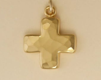 GOLD PLATED or STERLING Silver Greek Cross Charm Pendant Gift for Him Her Mom Mother's Day Father's Day Boyfriend Girlfriend Husband Wife