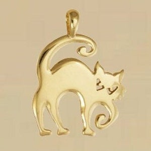 GOLD PLATED or STERLING Silver Halloween Cat Charm Pendant Gift for Him Her Mom Mother's Day Father's Day Boyfriend Girlfriend Husband Wife