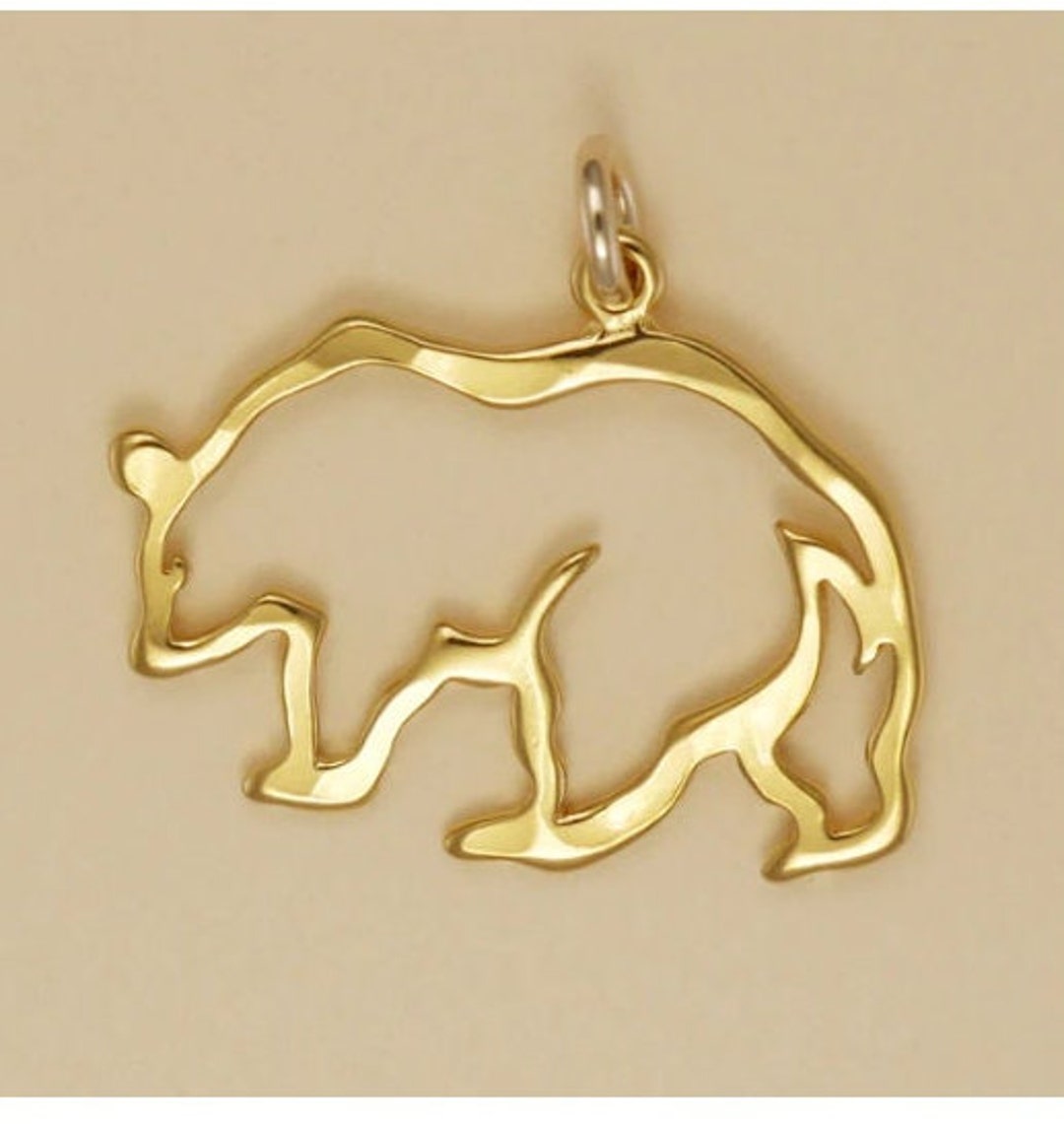 Gold Plated Grizzly Bear Charm Pendant Etsy
