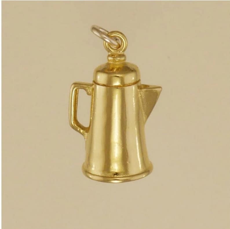 Gold Plated Coffee Pot Charm Pendant Etsy