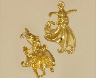 GOLD PLATED or STERLING Silver Vampire Squid Charm Pendant Gift for Him Her Mom Mother's Day Father's Day Boyfriend Girlfriend Husband Wife