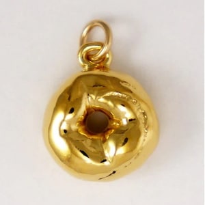 GOLD PLATED or STERLING Silver Bagel Charm Pendant Gift for Him Her Mom Mother&#39;s Day Dad Father&#39;s Day Boyfriend Girlfriend Husband Wife