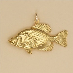 GOLD PLATED or STERLING Silver Crappie Fish Charm Pendant Gift for Him Her Mom Mother&#39;s Day Father&#39;s Day Boyfriend Girlfriend Husband Wife