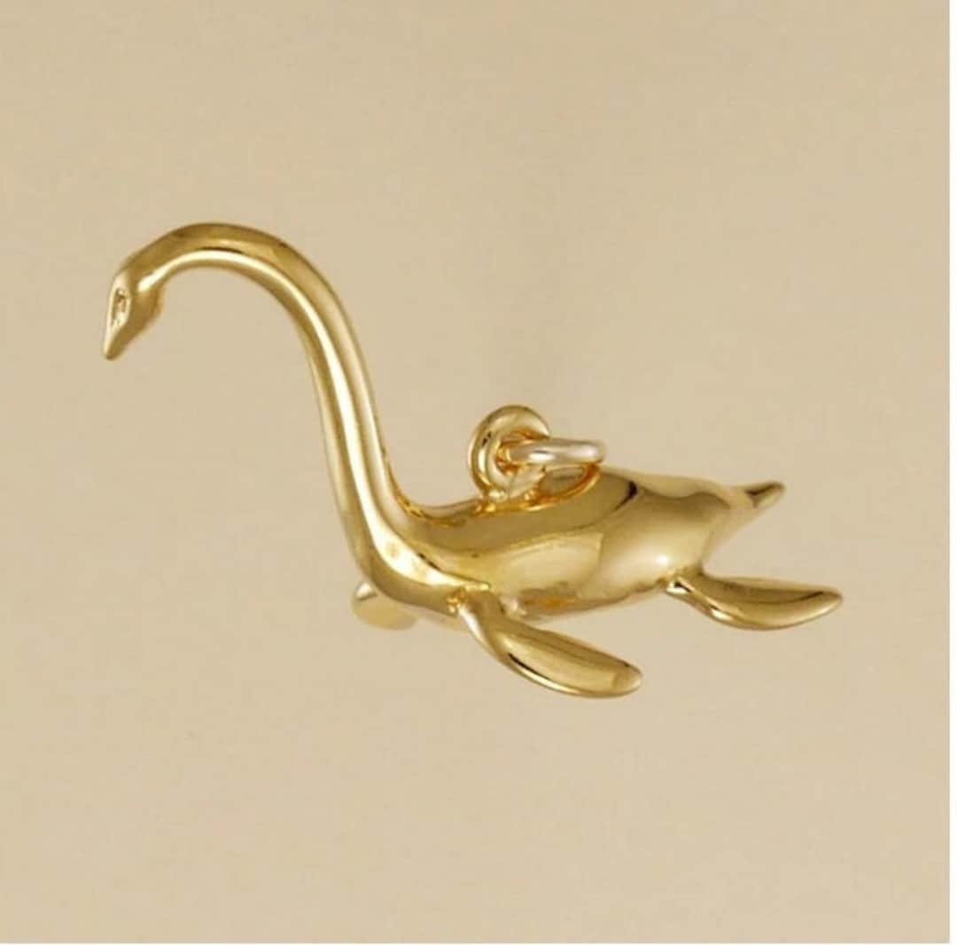 Gold Plated Plesiosaurus Dinosaur Charm Pendant Etsy
