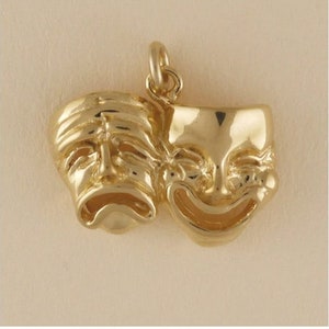 GOLD PLATED or STERLING Silver Comic Tragic Theater Charm Pendant Gift for Him Her Mom Mother&#39;s Day Dad Father&#39;s Day Boyfriend Girlfriend