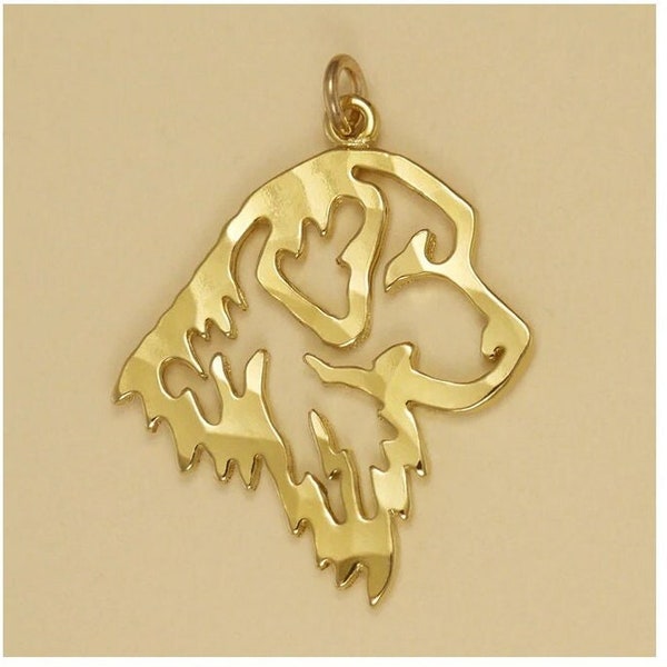 Plaqué or ou argent massif Golden Retriever tête chien pendentif à breloque cadeau pour lui sa maman fête des mères fête des pères petit ami petite amie