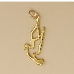 GOLD PLATED or STERLING Silver Landing Dove Bird Charm Pendant Gift for Him Her Mom Mother&#39;s Day Dad Father&#39;s Day Boyfriend Girlfriend Wife
