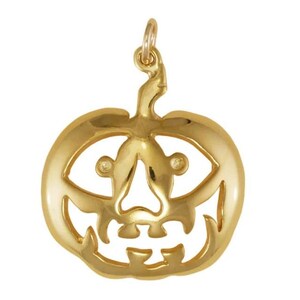 GOLD PLATED or STERLING Silver Jack O Lantern Pumpkin Charm Pendant Gift for Him Her Mom Mother's Day Dad Father's Day Boyfriend Girlfriend