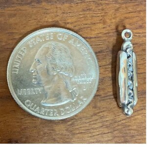 Puede incluir: Un dije plateado con forma de perrito caliente, junto a una moneda de veinticinco centavos de d&oacute;lar estadounidense. El dije tiene un lazo en la parte superior para sujetarlo a una pulsera o collar. El dije de perrito caliente mide aproximadamente 2,5 cm de largo.