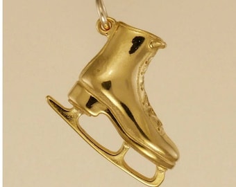 GOLD PLATED or STERLING Silver Ice Skate Charm Pendant Gift for Him Her Mom Mother&#39;s Day Dad Father&#39;s Day Boyfriend Girlfriend Husband Wife
