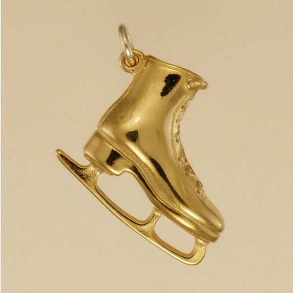 Plaqué or ou argent massif patin à glace pendentif à breloque cadeau pour lui sa maman fête des mères papa fête des pères petit ami petite amie mari femme