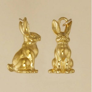 GOLD PLATED or STERLING Silver Bunny Rabbit Charm Pendant Gift for Him Her Mom Mother&#39;s Day Father&#39;s Day Boyfriend Girlfriend Husband Wife