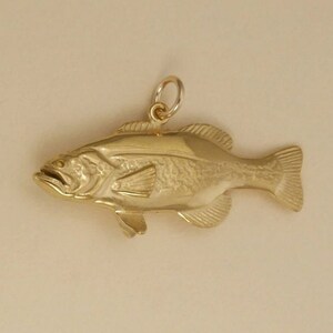 GOLD PLATED or STERLING Silver Largemouth Bass Fish Charm Pendant Gift for Him Her Mom Mother's Day Dad Father's Day Boyfriend Girlfriend