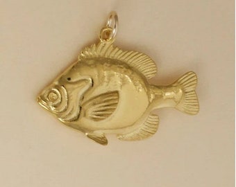 GOLD PLATED or STERLING Silver Bluegill Fish Charm Pendant Gift for Him Her Mom Mother's Day Dad Father's Day Boyfriend Girlfriend Husband