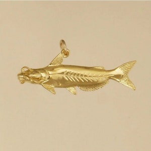 GOLD PLATED or STERLING Silver Catfish Charm Pendant Gift for Him Her Mom Mother&#39;s Day Dad Father&#39;s Day Boyfriend Girlfriend Husband Wife