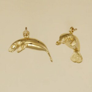 GOLD PLATED or STERLING Silver Manatee Charm Pendant Gift for Him Her Mom Mother&#39;s Day Dad Father&#39;s Day Boyfriend Girlfriend Husband Wife