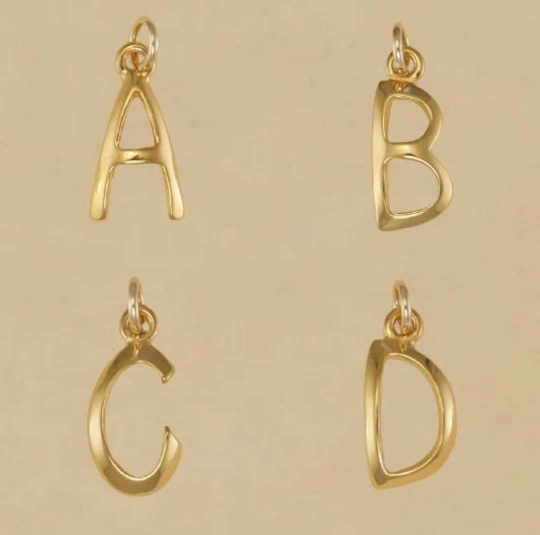 GOLD PLATED or STERLING Silver Alphabet Letters Charm Pendant Gift for ...