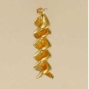 GOLD PLATED or STERLING Silver Rotini Pasta Charm Pendant Gift for Him Her Mom Mother&#39;s Day Father&#39;s Day Boyfriend Girlfriend Husband Wife