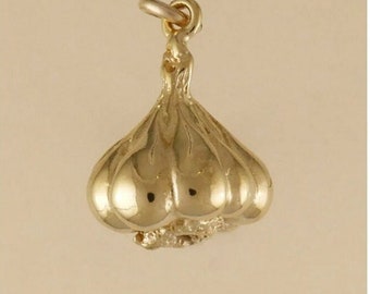 GOLD PLATED or STERLING Silver Garlic Cloves Charm Pendant Gift for Him Her Mom Mother&#39;s Day Father&#39;s Day Boyfriend Girlfriend Husband Wife