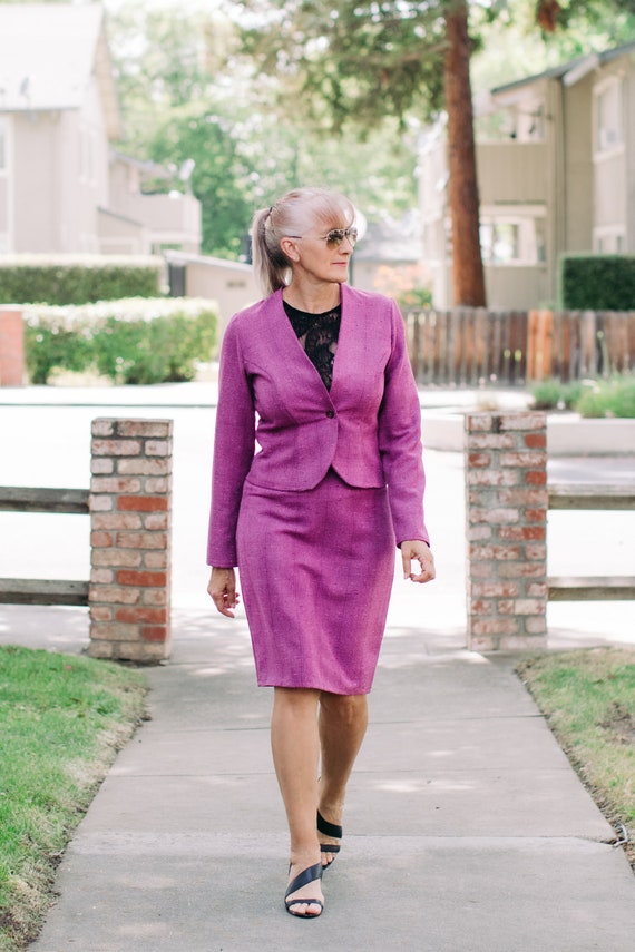 Purple skirt suit vest best sale