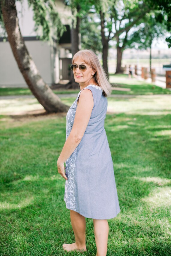 Blue Casual Summer Cotton Dress - Medium Blue Casual Summer Cotton Dress - Medium