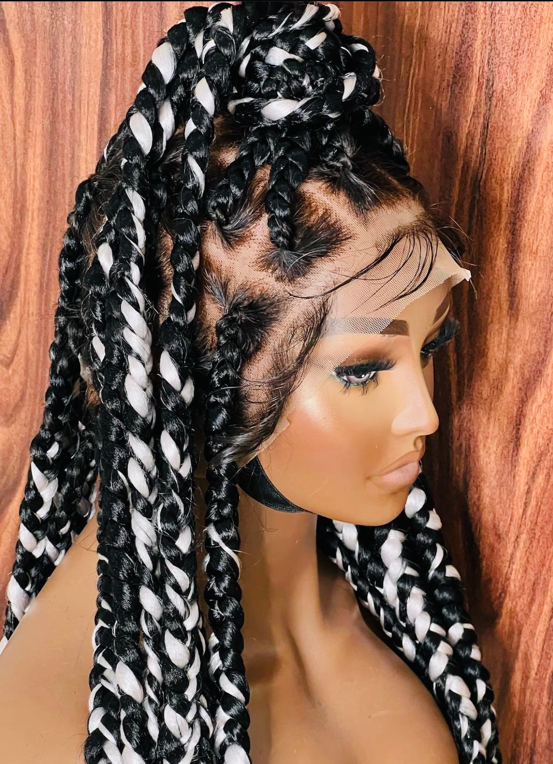 Salt & Pepper Knotless Jumbo Braids Etsy