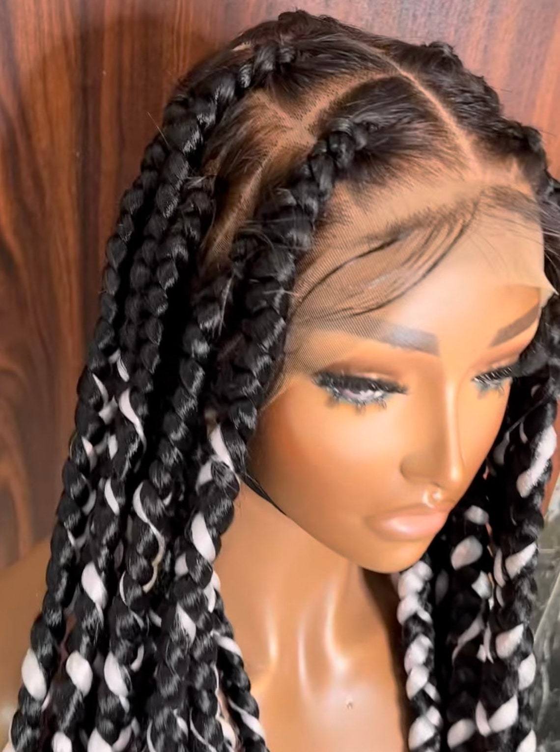 Salt & Pepper Knotless Jumbo Braids Etsy