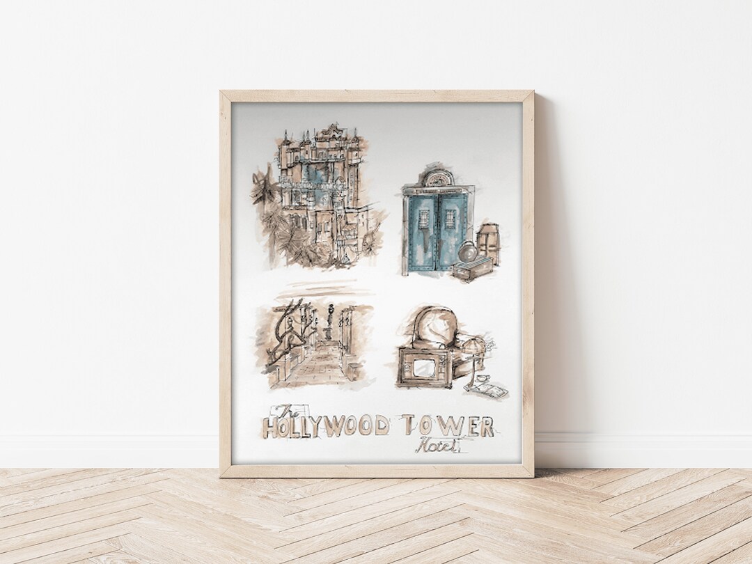 Tower of Terror Wall Art, Tower of Terror Watercolor Print, Hollywood ...