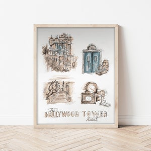 Tower of Terror Wall Art, Tower of Terror Watercolor Print, Hollywood Studios Painting, Disney Wall Art, Disney Watercolor, Magic Kingdom