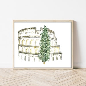 Rome kunst aan de muur, Rome kerstschilderij, Rome reizen muurkunst, kerstschilderij, kerstwenskaart, kleurrijke kerstkunst, ontwerp