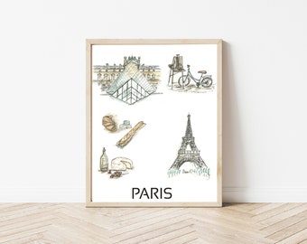 Paris Travel Print, Eiffel Tower Print, Paris Wanderlust, Louvre Print, Paris Pastries Print, Paris Living Print, Paris LovePrint