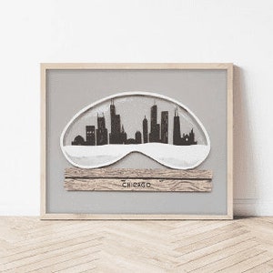 Impressão de Natal de Chicago, Impressão de Feijão de Natal de Chicago, Globo de Neve de Chicago, Arte de Parede de Natal, Impressão de Inverno de Chicago, Impressão de Neve de Chicago
