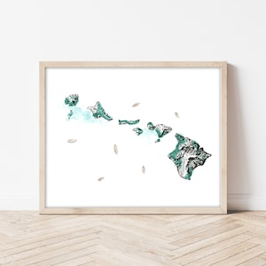Hawaii Karte Reisedruck, Inseln Karte Druck, Hawaii Karte Kunst, Oahu Hawaii Druck, Weltreisedruck, Reiseillustration, Maui Reiseplakat